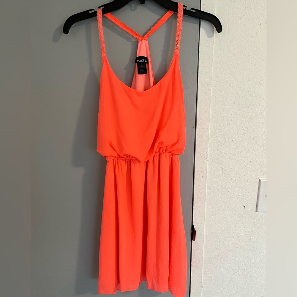 Neon Coral Sleeveless Dress